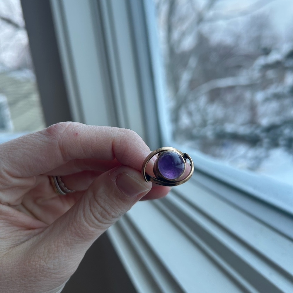 Vintage 9ct gold and amethyst Ring sz 7 - Picture 3 of 5